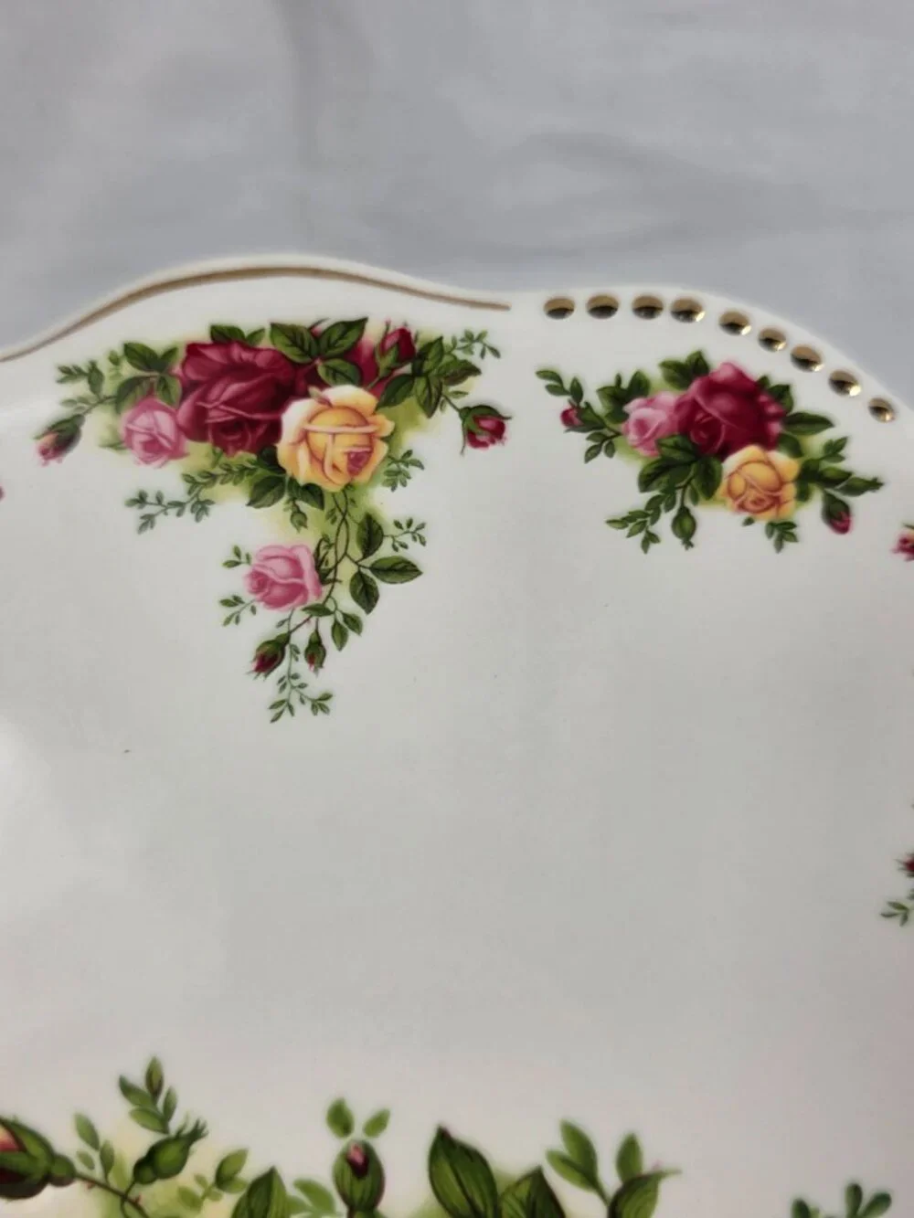 Royal Albert Old Country Roses Cake Plate & Server Set Red & Yellow Roses